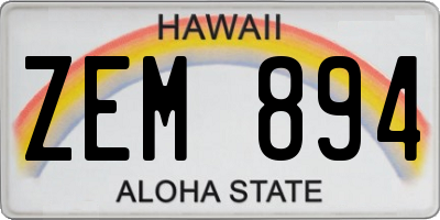 HI license plate ZEM894