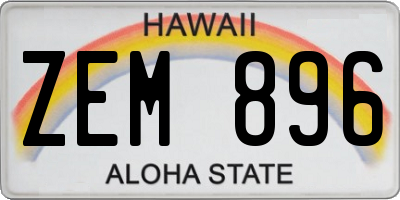 HI license plate ZEM896