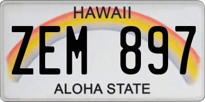 HI license plate ZEM897