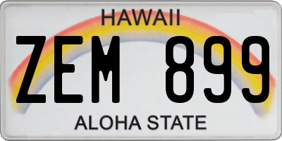 HI license plate ZEM899