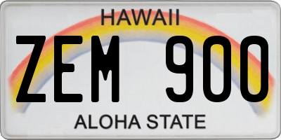 HI license plate ZEM900
