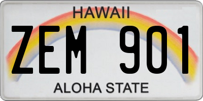 HI license plate ZEM901