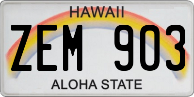 HI license plate ZEM903