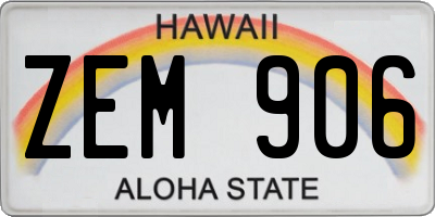 HI license plate ZEM906