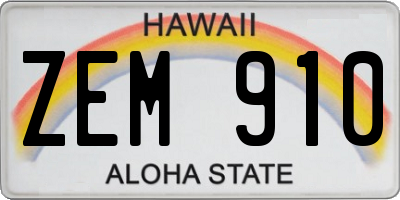 HI license plate ZEM910