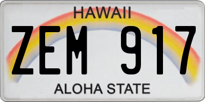 HI license plate ZEM917