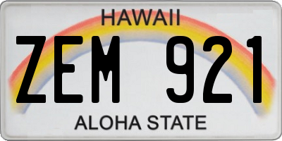 HI license plate ZEM921