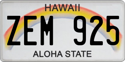 HI license plate ZEM925