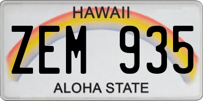 HI license plate ZEM935