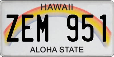 HI license plate ZEM951