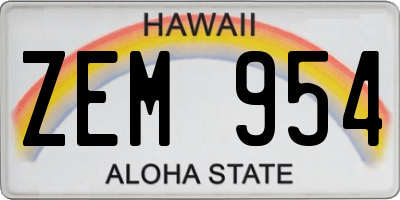 HI license plate ZEM954