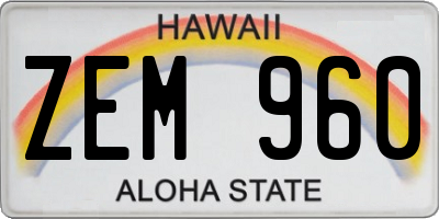 HI license plate ZEM960