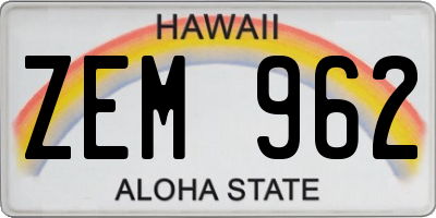 HI license plate ZEM962