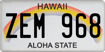HI license plate ZEM968