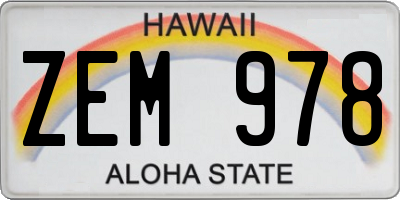 HI license plate ZEM978