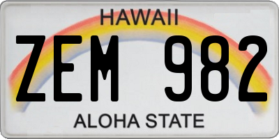 HI license plate ZEM982