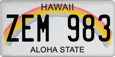 HI license plate ZEM983