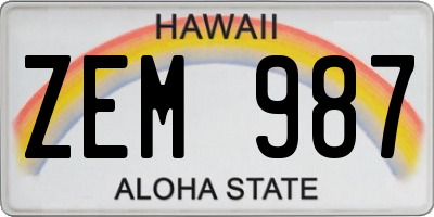 HI license plate ZEM987