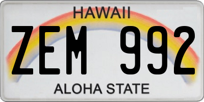 HI license plate ZEM992