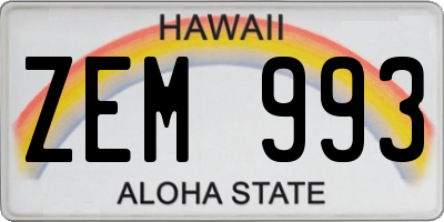 HI license plate ZEM993