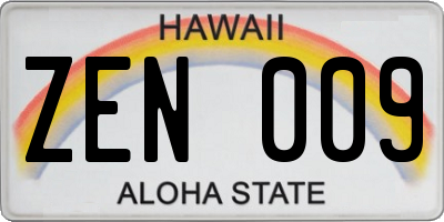 HI license plate ZEN009
