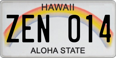HI license plate ZEN014