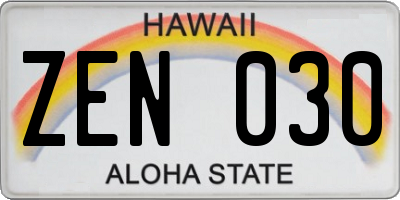 HI license plate ZEN030