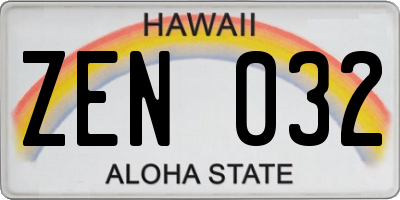 HI license plate ZEN032