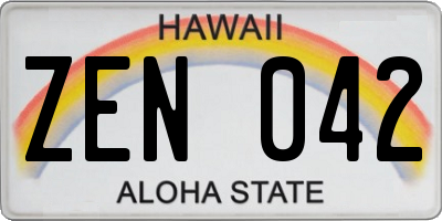 HI license plate ZEN042