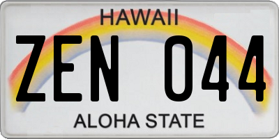 HI license plate ZEN044