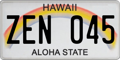 HI license plate ZEN045