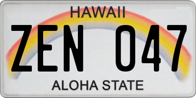 HI license plate ZEN047