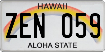 HI license plate ZEN059