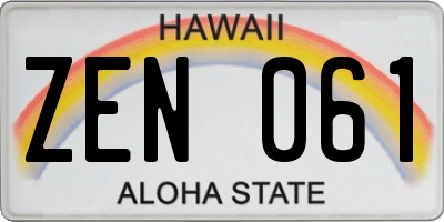 HI license plate ZEN061