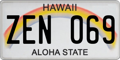HI license plate ZEN069
