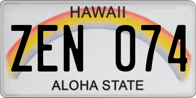 HI license plate ZEN074