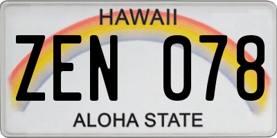 HI license plate ZEN078