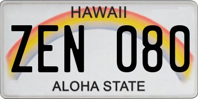 HI license plate ZEN080