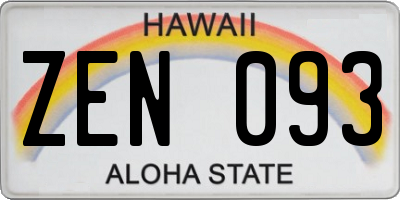 HI license plate ZEN093