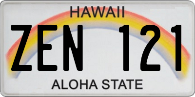 HI license plate ZEN121