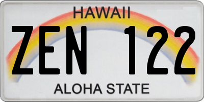 HI license plate ZEN122