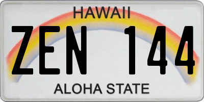 HI license plate ZEN144