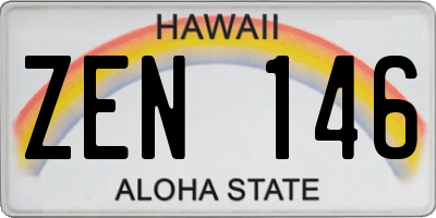 HI license plate ZEN146