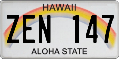 HI license plate ZEN147
