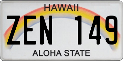 HI license plate ZEN149