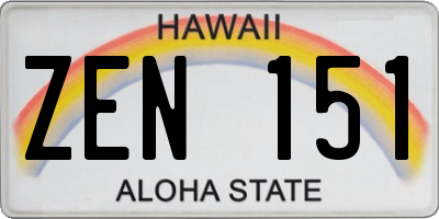 HI license plate ZEN151