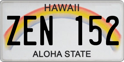 HI license plate ZEN152