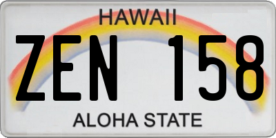 HI license plate ZEN158