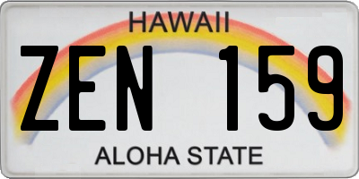 HI license plate ZEN159