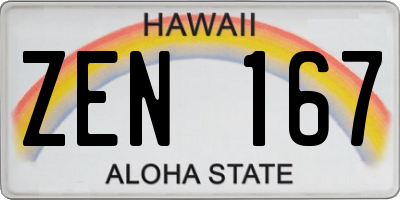 HI license plate ZEN167